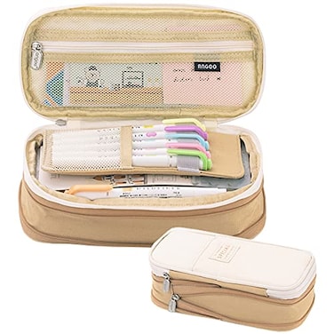 EHOPE Big Capacity Pencil Pen Case Office Large Storage High Capacity Bag Pouch Holder Box Organizerfor Office Travel Holder BoxKhaki