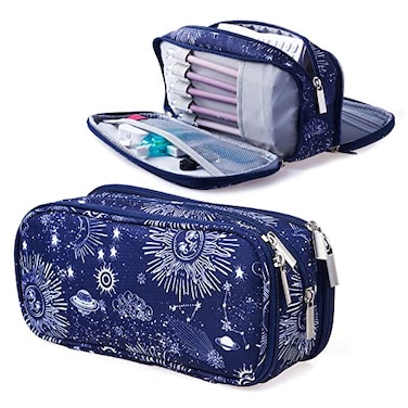 LParkin Sun and Moon Pencil Case Super Large Capacity 3 Compartments Canvas Pencil Box Office School Zodiac Gifts