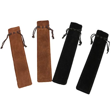 Longdex Pen Bag 20PCS Black and Brown Velour Drawstring Pen Pouch Flannelette Case Pencil Sleeve Holder