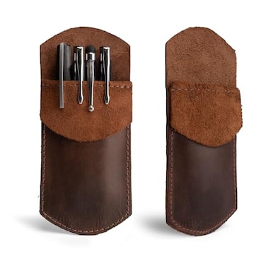 HideDrink Hide Drink Pocket Protector Pencil Pouch Pen Holder for Shirt Pockets Lab Coats Backpacks Office Work Essentials Full Grain Leather Handmade Bourbon Brown