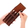 okhobby 3 Divided Slots Fountain Pen Case Leather Pen Organizer Pen Carrying Holder for Men and Women