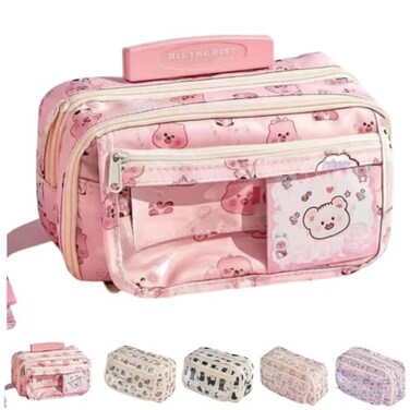 VTYFRY Cute Kawaii Pencil Case Pouch Cartoon Pen Box Holder Organizer for Office Workspace Supplies Desk Accessories Travel Essentials Aesthetic Trendy Cool Stuff Gift Large Capacity Fox