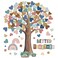 Adduster 108 Sheet Tree Bulletin Board Set Classroom Tree Bulletin Board Set Heart Cutouts Classroom Bulletin Wall Decor Supplies for School Elementary Teacher Chalkboards Bohemian