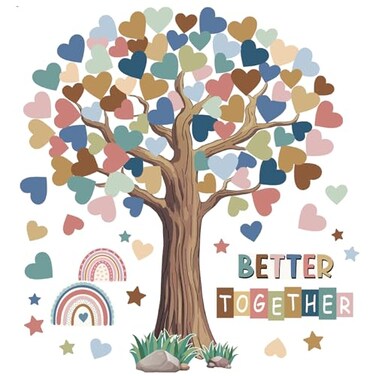 Adduster 108 Sheet Tree Bulletin Board Set Classroom Tree Bulletin Board Set Heart Cutouts Classroom Bulletin Wall Decor Supplies for School Elementary Teacher Chalkboards Bohemian