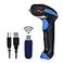 WoneNice 24G Wireless Barcode Scanner 1D Handheld Cordless Barcode Reader for Retail Warehouse Inventory 100ft Range Plug Play Compatible with Windows Linux POS Blue