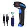 WoneNice 24G Wireless Barcode Scanner 1D Handheld Cordless Barcode Reader for Retail Warehouse Inventory 100ft Range Plug Play Compatible with Windows Linux POS Blue