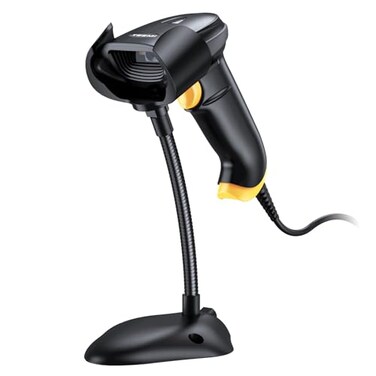TEEMI 2D Barcode Scanner with Smart Stand USB Wired Handheld Automatic QR Data Matrix PDF417 OCR bar Codes Imager Global Shutter Computer Screen Scan for Windows Mac and Linux PC POS Stand Included
