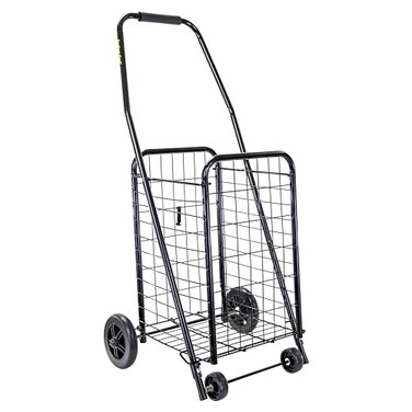 dbest Products Cruiser Cart Sport Foldable Grocery Cart on WheelsMultiUse Collapsible Folding Laundry Basket with Wheels