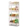 JOYZAN 4 Tier Rolling Carts with Wheels Utility Cart with Handle and Locking Caster Storage Cart for Kitchen Office Bedroom Suitable for Diaper Art Tools Snack Craft Storage Cabinet White