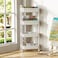 JOYZAN 4 Tier Rolling Carts with Wheels Utility Cart with Handle and Locking Caster Storage Cart for Kitchen Office Bedroom Suitable for Diaper Art Tools Snack Craft Storage Cabinet White