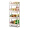 JOYZAN 4 Tier Rolling Carts with Wheels Utility Cart with Handle and Locking Caster Storage Cart for Kitchen Office Bedroom Suitable for Diaper Art Tools Snack Craft Storage Cabinet White