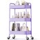 TOOLF 3Tier Rolling Cart Metal Utility Storage Organizer with Lockable Wheels 33 lbs Per Shelf ToolFree 5Min Assembly for Kitchen Bathroom Office Nursery Craft Room Purple