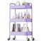 TOOLF 3Tier Rolling Cart Metal Utility Storage Organizer with Lockable Wheels 33 lbs Per Shelf ToolFree 5Min Assembly for Kitchen Bathroom Office Nursery Craft Room Purple