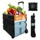 Inspired Living UltraSlim Rolling Collapsible Storage PackNRoll Utilitycarts with Telescopic Handle for Home Garden Shopping Office School use Large Baby Blue Black