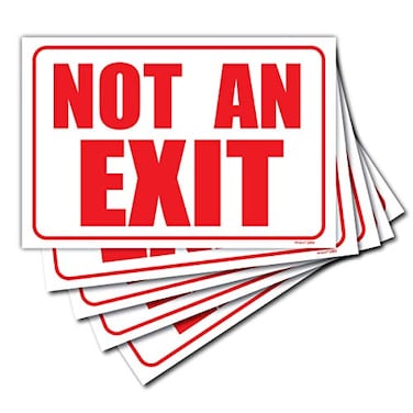 Wrapco 5 Pack Not an Exit Signs for Business Self Adhesive No Exit Sign for Door Office and Business 10 x 7 inch