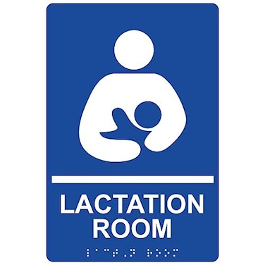 ComplianceSignscom Lactation Room Sign ADACompliant Braille and Raised Letters 9x6 inch Blue Acrylic with Adhesive Mounting Strips