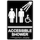 ComplianceSignscom Accessible Shower Sign ADACompliant Braille and Raised Letters 9x6 inch White on Black Acrylic with Adhesive Mounting Strips
