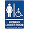 ComplianceSignscom Womens Locker Room Sign ADACompliant Braille and Raised Letters 9x6 in White on Blue Acrylic with Adhesive Mounting Strips