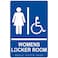 ComplianceSignscom Womens Locker Room Sign ADACompliant Braille and Raised Letters 9x6 in White on Blue Acrylic with Adhesive Mounting Strips