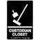 ComplianceSignscom Custodian Closet Sign ADACompliant Braille and Raised Letters 9x6 in White on Black Acrylic with Adhesive Mounting Strips