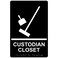 ComplianceSignscom Custodian Closet Sign ADACompliant Braille and Raised Letters 9x6 in White on Black Acrylic with Adhesive Mounting Strips