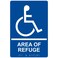 ComplianceSigns Area of Refuge Sign ADACompliant Braille and Raised Letters 9x6 in White on Blue Acrylic with Adhesive Mounting Strips by