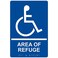 ComplianceSigns Area of Refuge Sign ADACompliant Braille and Raised Letters 9x6 in White on Blue Acrylic with Adhesive Mounting Strips by