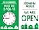 Accuform MPCM503 DuraPlastic DoubleSided Be Back Clock Sign Legend OUT ON PROPERTYWILL BE BACK AT CLOCK GRAPHICCOME IN PLEASE 8 Lengthx5 Widthx0062 Thickness GreenWhite