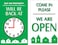 Accuform MPCM503 DuraPlastic DoubleSided Be Back Clock Sign Legend OUT ON PROPERTYWILL BE BACK AT CLOCK GRAPHICCOME IN PLEASE 8 Lengthx5 Widthx0062 Thickness GreenWhite