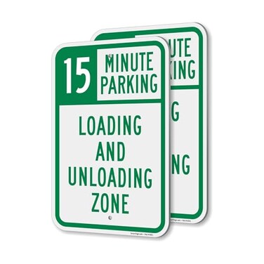 SmartSign 15 Minute Parking Loading And Unloading Zone Sign 2 Pack 18 x 12 inch 2mm Thick Aluminum Composite Green and White Made in USA