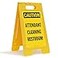 SmartSign 25 x 12 inch Caution Attendant Cleaning Restroom TwoSided Folding Floor Sign with Falling Symbol Portable and Lightweight AFrame Easy Grip Handle Plastic Black and Yellow