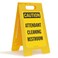 SmartSign 25 x 12 inch Caution Attendant Cleaning Restroom TwoSided Folding Floor Sign with Falling Symbol Portable and Lightweight AFrame Easy Grip Handle Plastic Black and Yellow