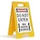 SmartSign 25 x 12 inch Danger Do Not Enter Men Working Overhead TwoSided Folding Floor Sign with Up Arrows Digitally Printed Polypropylene Plastic Multicolor Made in USA