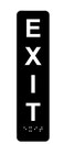 ComplianceSignscom Exit Sign ADACompliant Braille and Raised Letters 8x2 inch White on Black Acrylic with Adhesive Mounting Strips