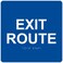 ComplianceSignscom Exit Route Sign ADACompliant Braille and Raised Letters 6x6 in White on Blue Acrylic with Adhesive Mounting Strips American Made Safety Signs for the Workplace