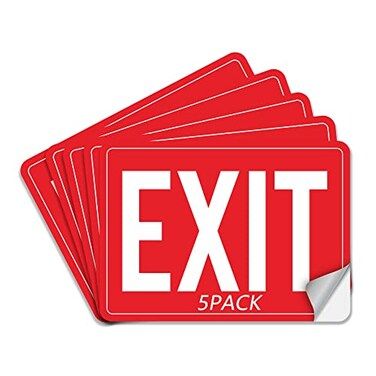 SMASMILE Exit Signs for Business 5pack 10x7inch Premium SelfAdhesive Vinyl Exit Signs Stickers Weatherproof