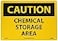 NMC C126RB OSHA Sign Legend CAUTION CHEMICAL STORAGE AREA 14 Length x 10 Height Rigid Plastic Black on Yellow