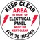 AccuformNMC Floor Sign Keep Clear Area in Front of Electrical Panel Must Be Kept Clear for 36 Inches 8 Diameter NonSlip Adhesive Vinyl Electrical Panel Sign White Made in the USA MFS840