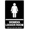 ComplianceSignscom Womens Locker Room Sign ADACompliant Braille and Raised Letters 9x6 inch White on Black Acrylic with Adhesive Mounting Strips