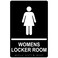 ComplianceSignscom Womens Locker Room Sign ADACompliant Braille and Raised Letters 9x6 inch White on Black Acrylic with Adhesive Mounting Strips