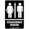 ComplianceSignscom Changing Room Sign ADACompliant Braille and Raised Letters 9x6 inch White on Black Acrylic with Adhesive Mounting Strips