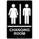 ComplianceSignscom Changing Room Sign ADACompliant Braille and Raised Letters 9x6 inch White on Black Acrylic with Adhesive Mounting Strips