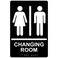ComplianceSignscom Changing Room Sign ADACompliant Braille and Raised Letters 9x6 inch White on Black Acrylic with Adhesive Mounting Strips