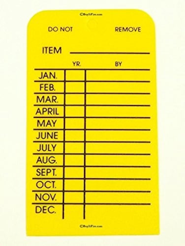 Baldy Fire Fire Extinguisher Monthly Tag Yellow Plastic 25 Pack