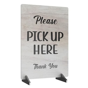 OriginDesigned Please Pick Up Here Sign Order Delivery Caf Takeaway Coffee Shop Sandwich Shop Counter Sign A4 size White Stand