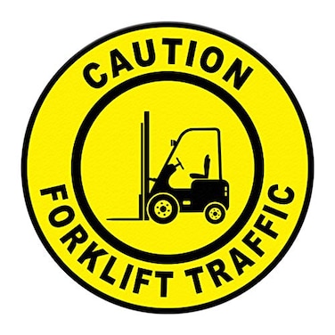 Fastasticdeals Forklift Traffic Signs Floor Decals Caution Yellow AntiSlip Round Shape B Business Industrial Stickers 17Inches Longer Side