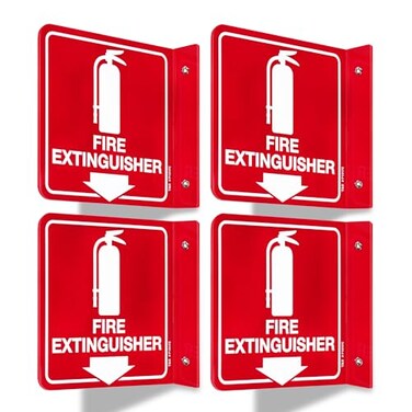TR TR Fire Extinguisher Sign Fire Extinguisher with Down Arrow 4 Pack 6 x 6 Inches Acrylic 2 predrilled holes Includes Matching Screws Use for Home OfficeBusiness