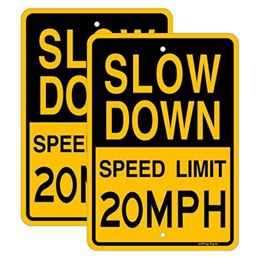 Joffreg Slow Down Speed Limit 20 MPH Sign17 x12 InchesReflective Aluminum 2 Pack