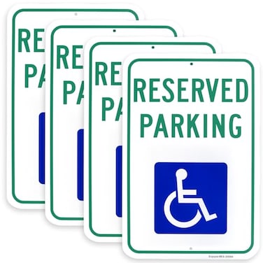 Enjoyist 4 Pack Large Reserved Parking Sign Handicap Parking Sign 18 x 12 040 Rust Free Aluminum Reflective UV Protected and Weatherproof