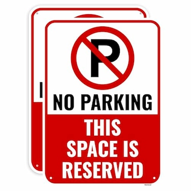 Venicor 2PC Reserved Parking Sign 14 x 10 Inches Aluminum No Parking Metal Sign Private Parking